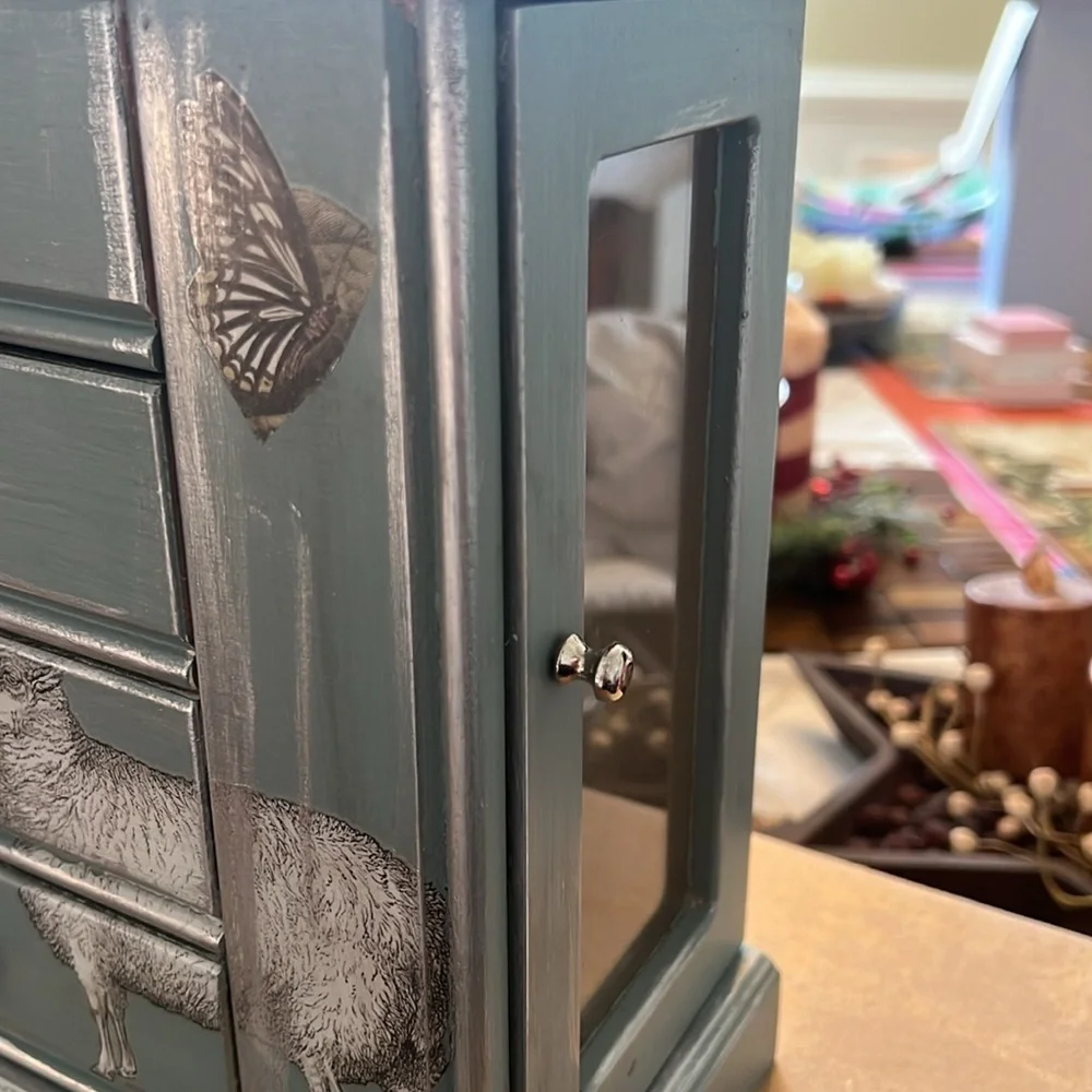NEW Vintage Gray Jewelry Organizer - Chalkpainted one of a kind